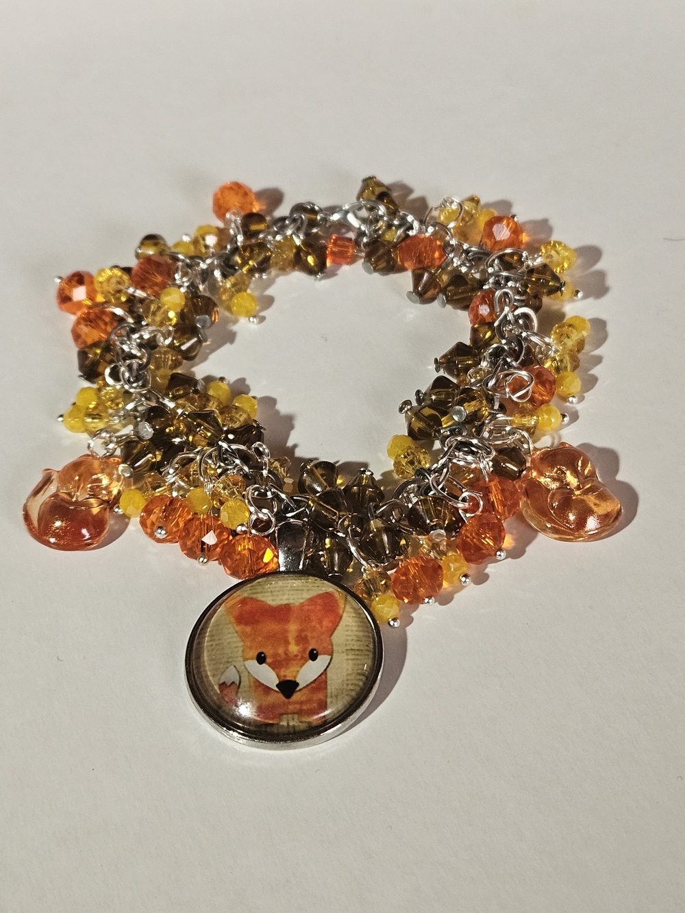 Fox Cha Cha Charm Beaded Bracelet - Orange & Yellow